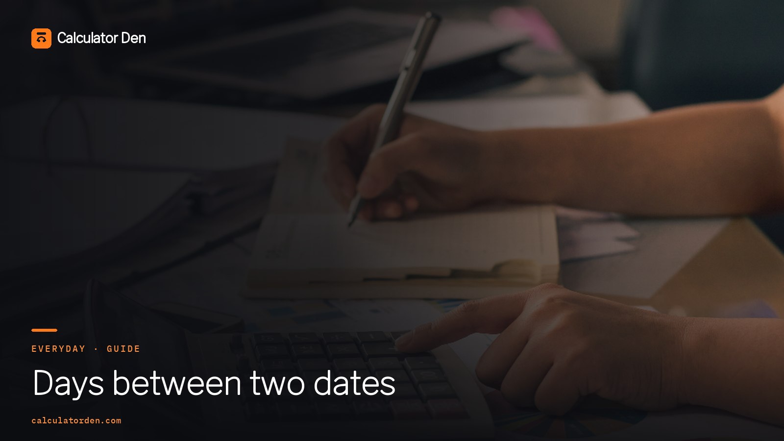 Two dates circled on a wall calendar with the days between them counted, illustrating how to find the number of days between two dates