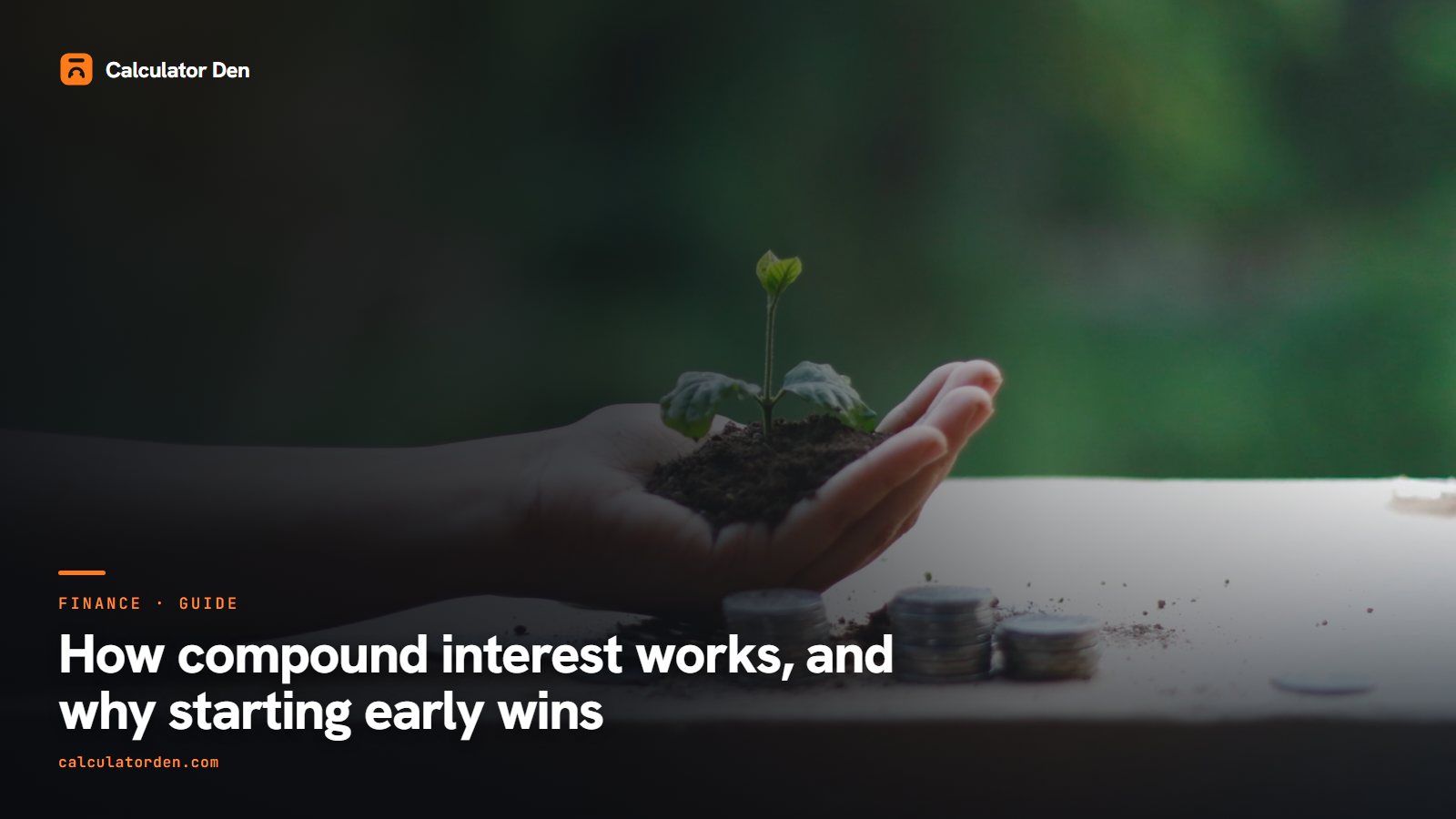 A glass jar of coins with a small plant growing from it, illustrating savings growing through compound interest