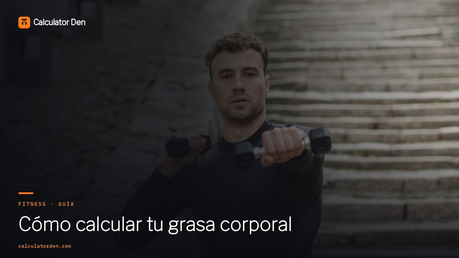 Una persona entrenando con mancuernas al aire libre, que representa el seguimiento del porcentaje de grasa corporal y la forma física