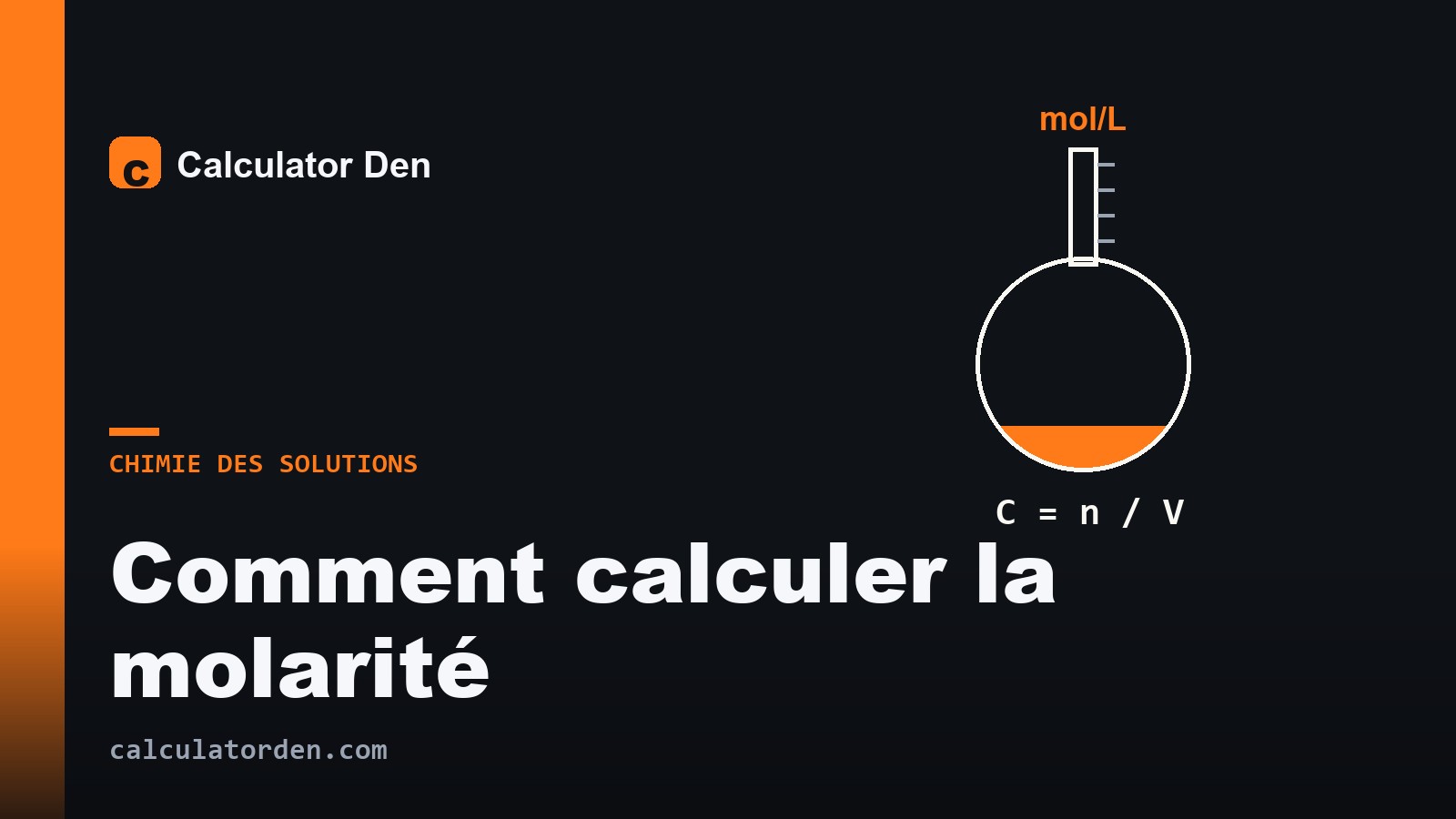 Une fiole jaugée et un soluté sur une paillasse de laboratoire, pour illustrer comment calculer la molarité d'une solution