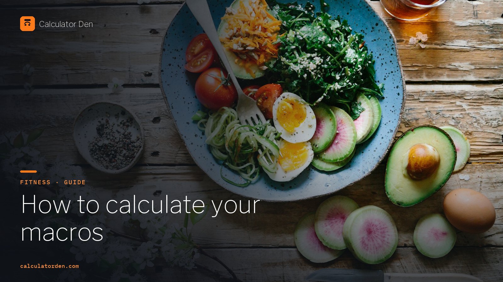 A plate split into protein, carbohydrate and fat portions next to a food scale, showing how daily calories divide into macronutrient grams