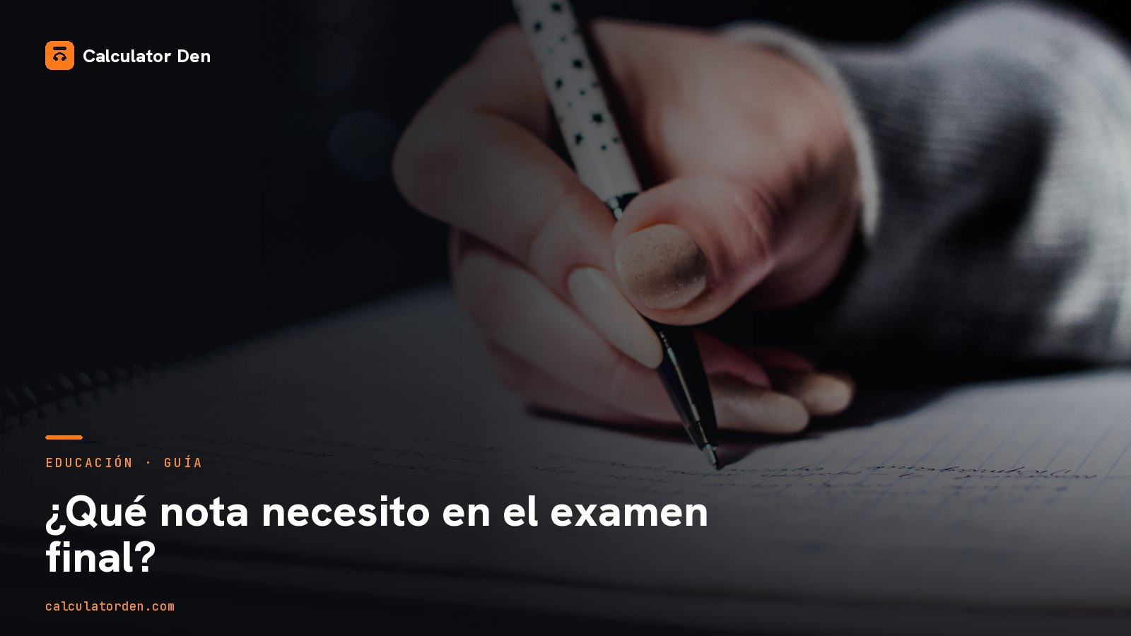 Un estudiante en su escritorio con apuntes y un portatil calcula la nota que necesita en el examen final