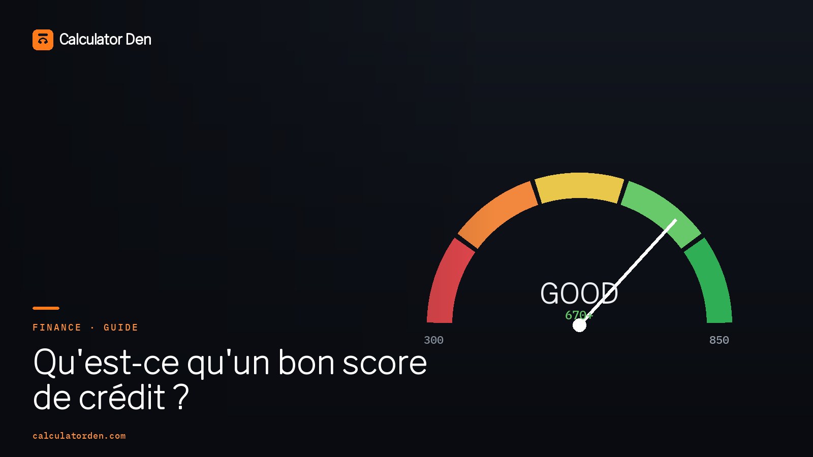 Une jauge de score de crédit qui monte de faible à excellent, représentant les plages utilisées pour juger un bon score de crédit